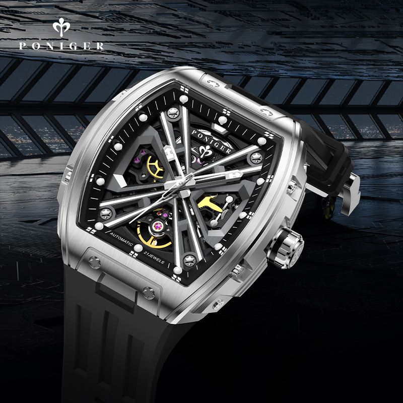 PONIGER Luksusowy Automatyczny – Luxury Watch On Rubber Strap recenzja i cena