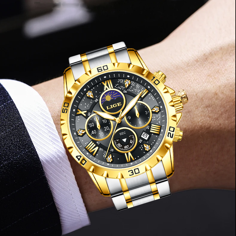 Zegarek męski LIGE, luksusowa  – Luxury Watch Brand recenzja i cena